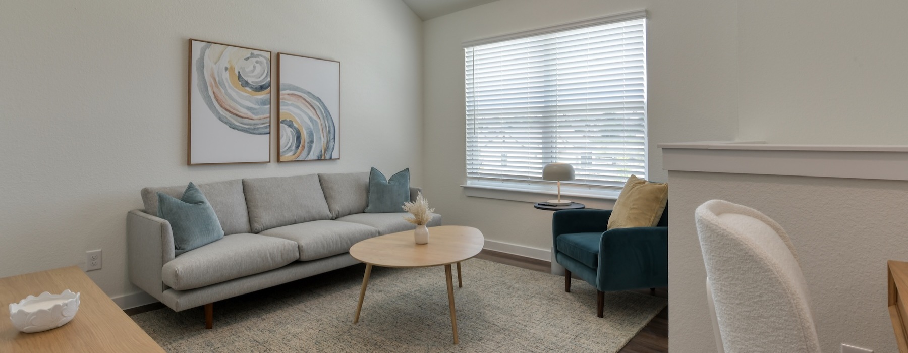 Open space living area with natural lighting