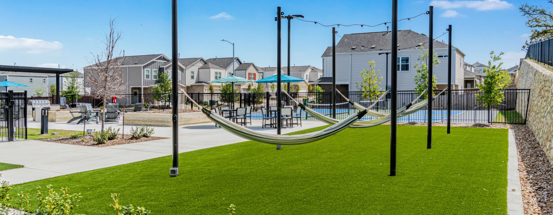 Green space with hammocks