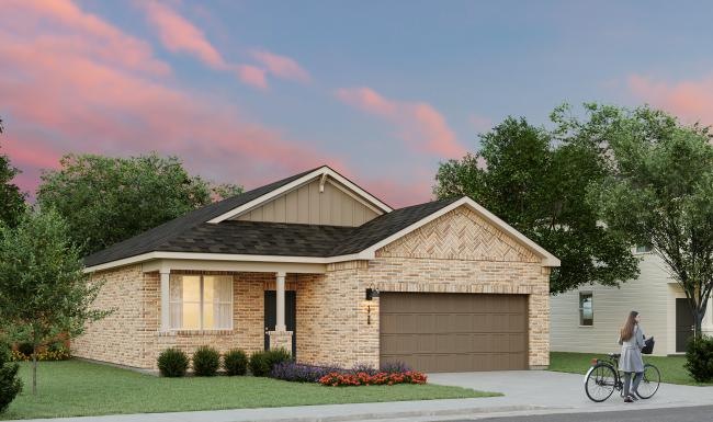 a person walking in front of a house